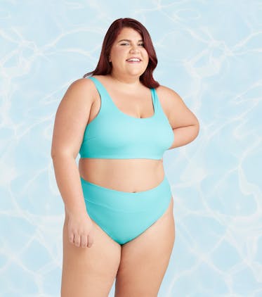 Swim High-Waist Cheeky Bikini Bottom Swim High-Waist Cheeky Bikini Bottom in Scuba Blue