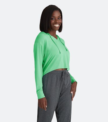 Modal Crop Hoodie Modal Crop Hoodie in Morning Dew