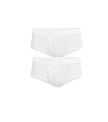 Stretch Cotton Brief w/ Fly 2-Pack Stretch Cotton Brief w/ Fly 2-Pack in White Pack
