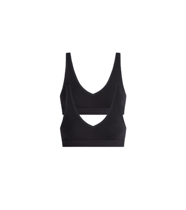 Stretch Cotton V-Neck Bralette 2-Pack Stretch Cotton V-Neck Bralette 2-Pack in Black Pack
