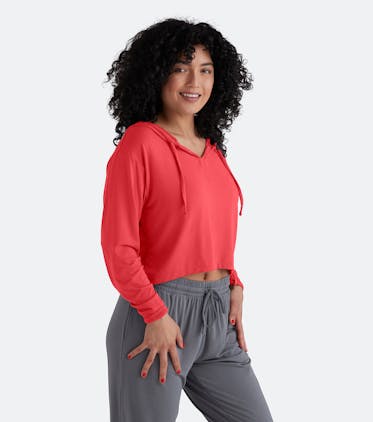 Modal Crop Hoodie Modal Crop Hoodie in First Blush