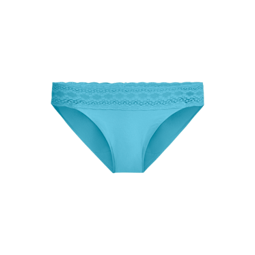 Cotton and Lace Band Bikini Panty - Opal blue
