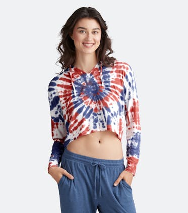 Modal Crop Hoodie Modal Crop Hoodie in Americana Tie Dye
